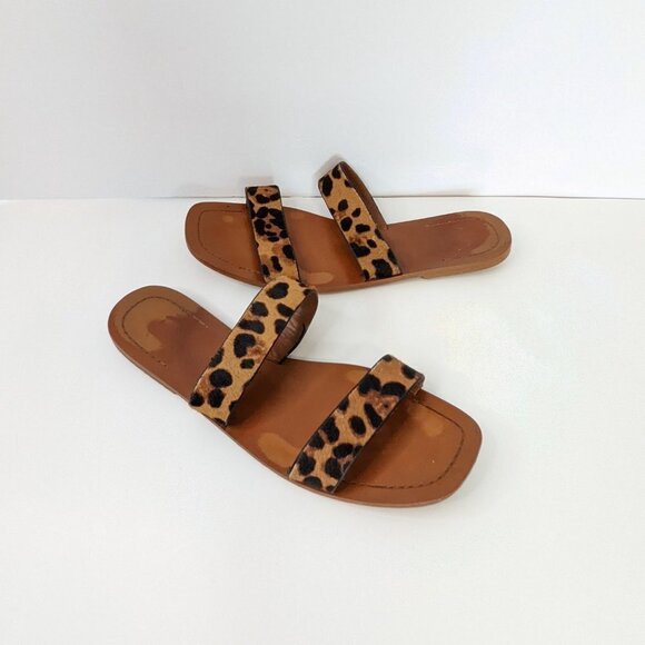 Zara Vegan Leather Flat Sandals Animal Leopard Print Straps - Picture 8 of 8